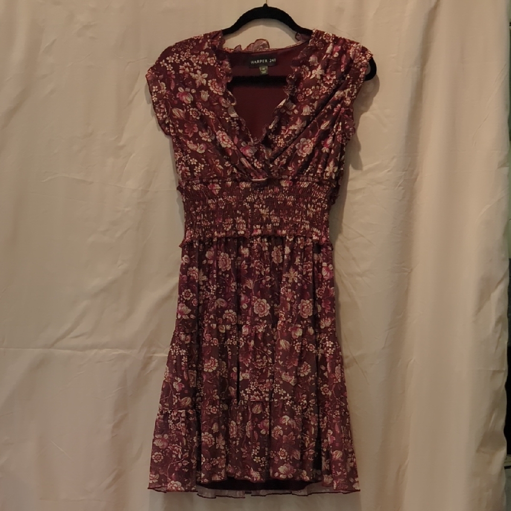 Chic Burgundy Floral Midi Dress